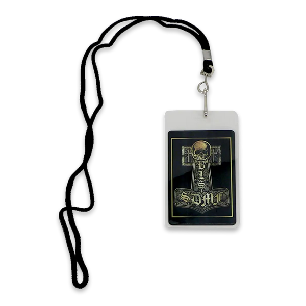 Lanyard with skull and hammer ID badge for 2013 BLS VIP Laminate product