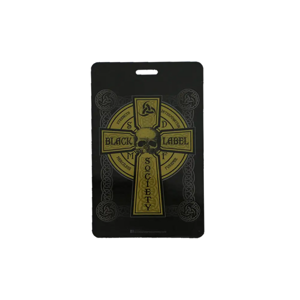 Black and gold BLS VIP laminate with Celtic cross design for 2015 Black Label Society