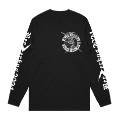 Black Berzerkus 2024 longsleeve tee with white graphics, intended ship date included