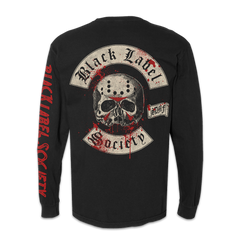 Black BLS Halloween 2024 Longsleeve Tee with skull design and left sleeve design