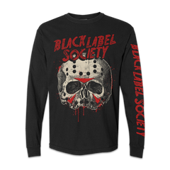 Black long-sleeved tee with skull design and Black Label Society text for BLS Halloween 2024