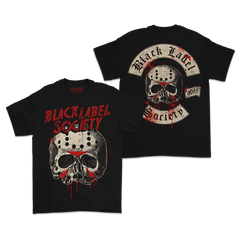 Two-sided design printed black t-shirts with skulls and Black Label Society for BLS Halloween