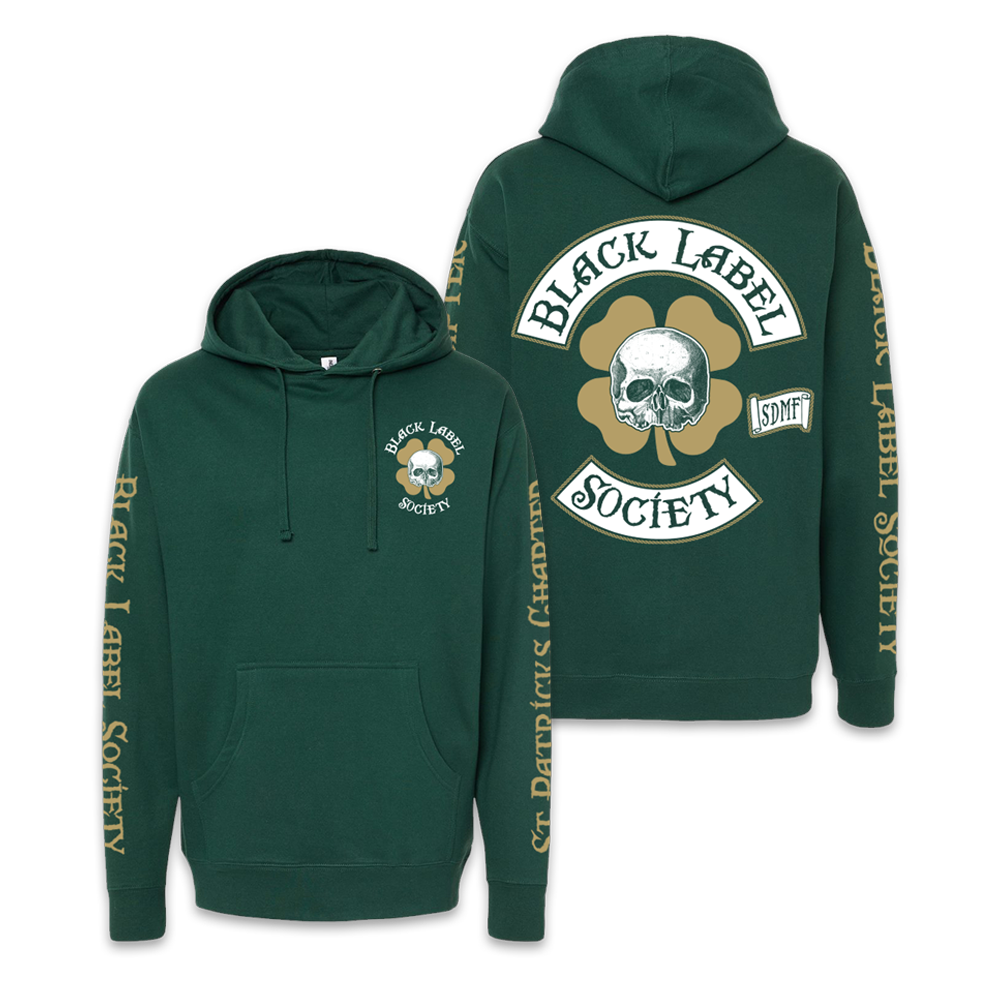 Dark Green Hoodie Logo front B Man on Back - Straub Brewery