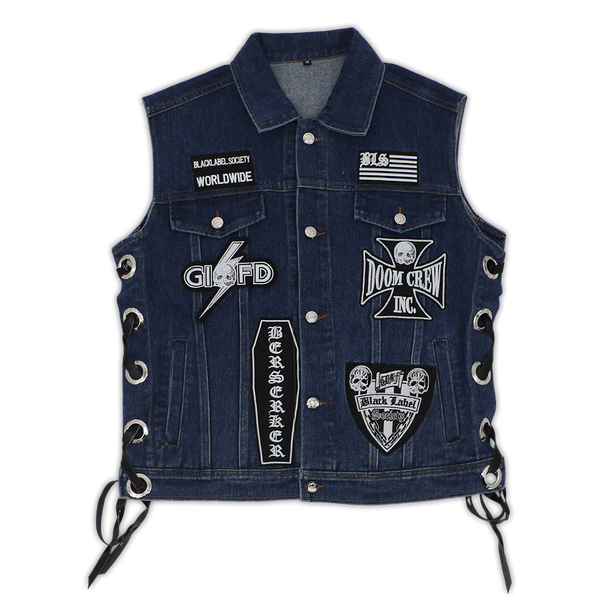 Black Label Society Patches Blue Denim Vest