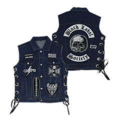 Black Label Society Patches Blue Denim Vest