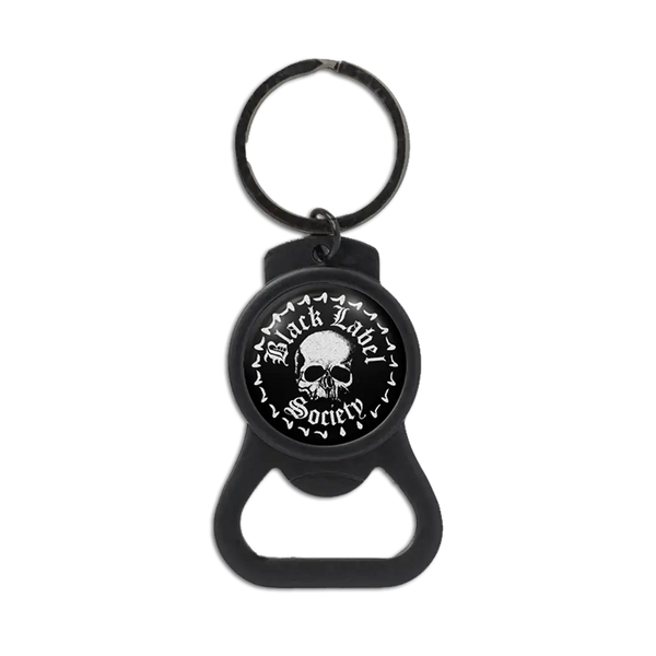 Black Beerzerker BLS Bottle Opener Key Chain with skull design for easy bottle opening