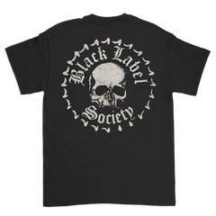 Black T-shirt featuring a skull design and Black Label Society text, BLS Beerzerker