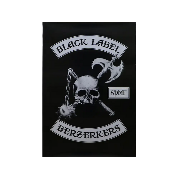 Motorcycle club patch with skull and weapons on Berzerkers VIP 24x36 poster