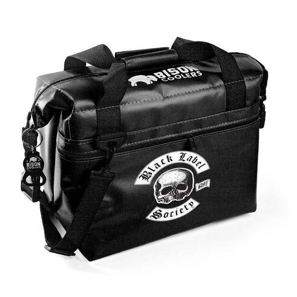 Black insulated SoftPak cooler bag with Skull logo and Black Label Society text