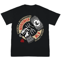 Black Label Society Beerzerker Tee featuring a fist, beer can, and bold graphic design