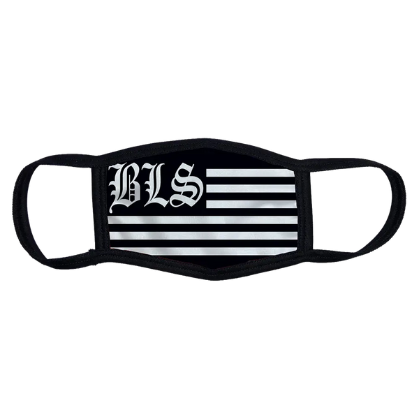 Black Label Society BLS FLAG mask with stripes and logo in a stylish black design