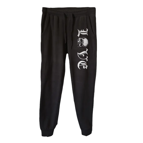 Black Label Society LOVE Women’s Sweatpants with skull print on leg in black color