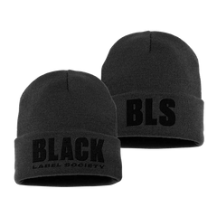 Two black embroidered beanies for Black Label Society fans, featuring stylish front text