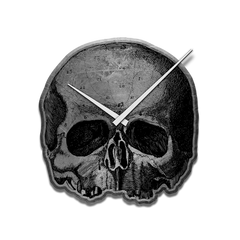 Skull-shaped clock with white hands on a textured surface by Black Label Society