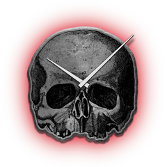 Skull-shaped clock with white hands and red glow for Black Label Society fans