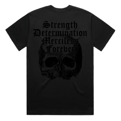 Black Label Society SDMF Black On Black Tee featuring skull design and gothic text