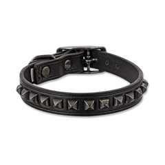 Black leather dog collar with metal pyramid studs from Black Label Society SDMF collection