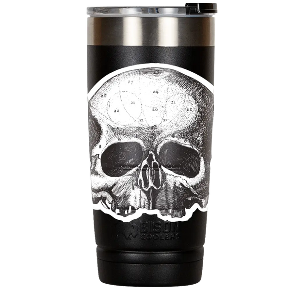 Insulated Black Label Society Skull 22 oz Tumbler with white skull design on black background