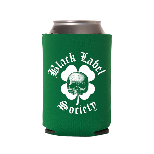 Green can cooler with skull-and-clover logo for Black Label Society St. Patrick’s Day