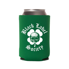 Green can cooler with skull-and-clover logo for Black Label Society St. Patrick’s Day