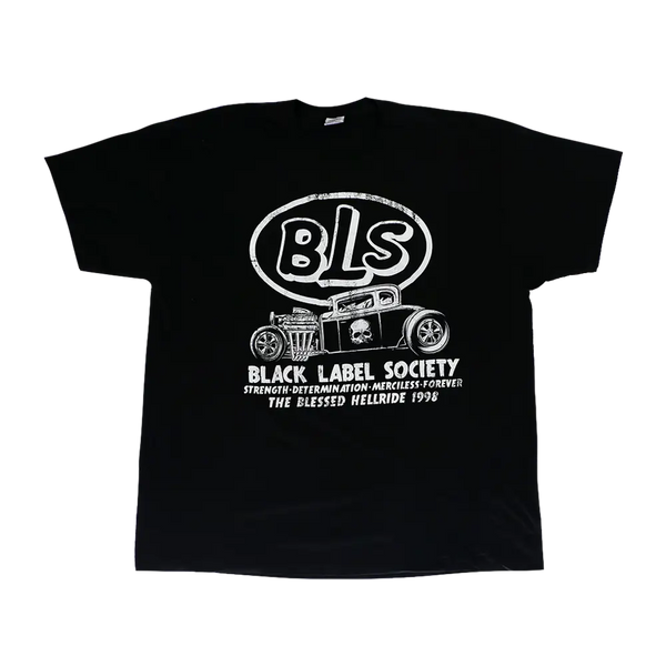 Black T-shirt featuring Black Label Society logo and artwork printed for Blessed Hellride tour tee