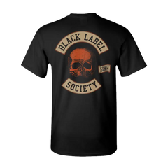 Black Label Society skull logo on Blessed Hellride Rat Rod Black Tee t-shirt