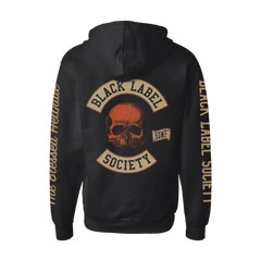 Black hoodie featuring Skull logo and Black Label Society for Blessed Hellride Rat style