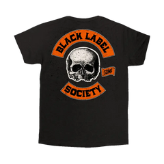 Black t-shirt with skull logo and Black Label Society text for Blessed Hellride SDMF