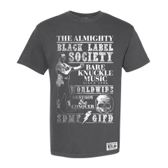 Dark grey BLS Bare Knuckle Music Tee with The Almighty Black Label Society artwork