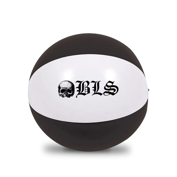 Black and white BLS Beachball featuring a skull logo on the white panel