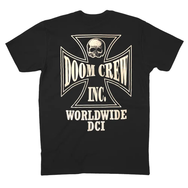 Black T-shirt with Doom Crew Inc logo and BLS DCI Worldwide text for Black Label Society fans