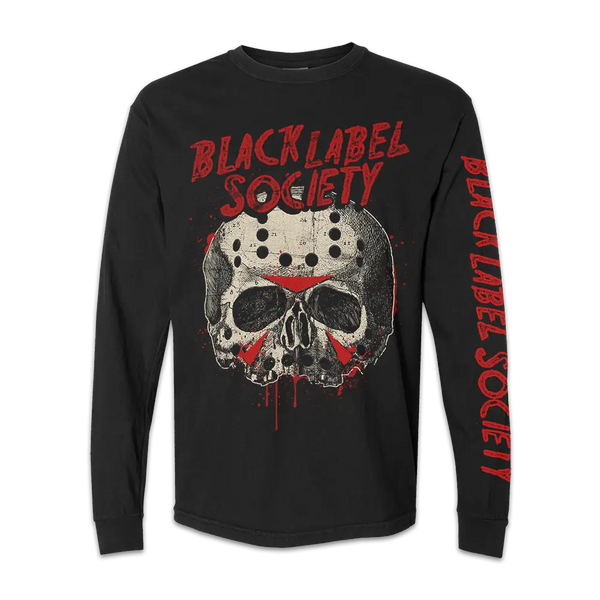 Black long-sleeved tee with skull design and Black Label Society text for BLS Halloween 2024