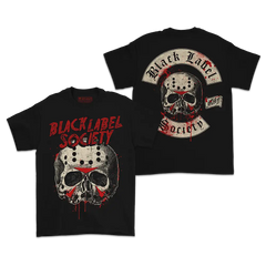 Two-sided design printed black t-shirts with skulls and Black Label Society for BLS Halloween