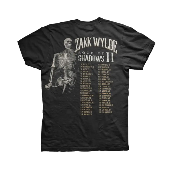 Black BLS II Summer Tour T featuring skeleton graphic and Zakk Wylde tour dates