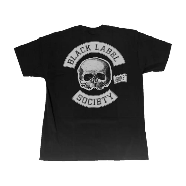 Black t-shirt with skull logo and Black Label Society text for BLS Strength Determination