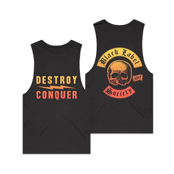 BLS Summer 2024 Black Tank Top featuring graphic designs on front and back