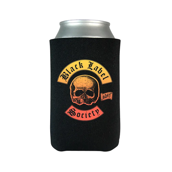 Black Can Cooler featuring Skull Logo and Black Label Society text for BLS Summer 2024