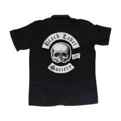 Black BLS Workshirt featuring a skull logo and Black Label Society text on the back