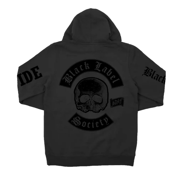 Black hoodie with skull logo on back from BLS Worldwide Black Friday collection