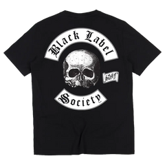 Black T-shirt with Skull Logo and Black Label Society Text - BLS Worldwide Tee