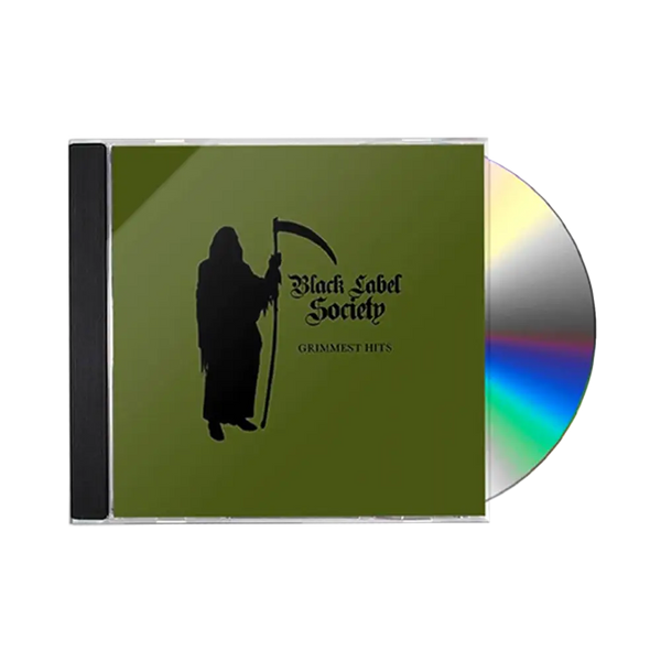 CD case for Black Label Society Grimmest Hits features a grim reaper silhouette