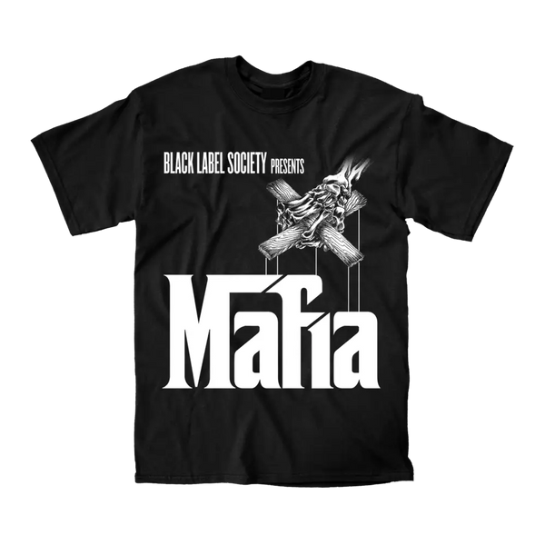 Black Mafia Album Art Tee featuring stylized hand graphic and bold Mafia text