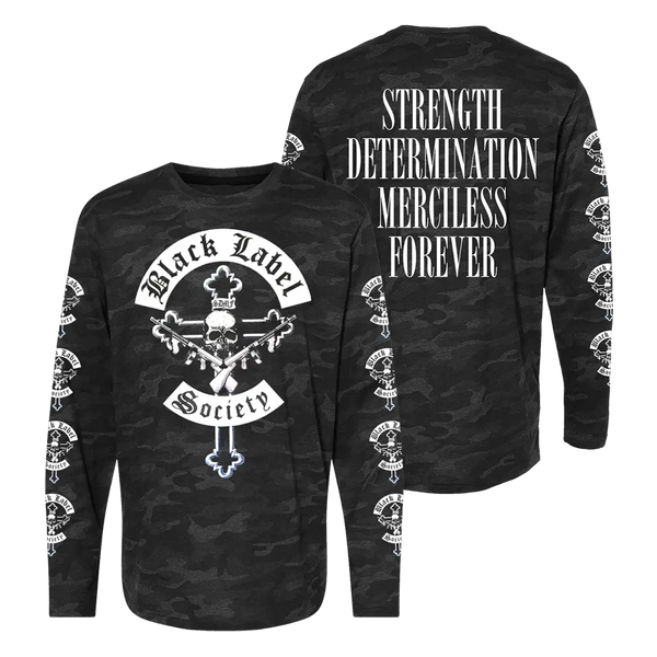 Black Camo Longsleeve shirt featuring Mafia SDMF graphic designs on front and back