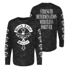 Black Camo Longsleeve shirt featuring Mafia SDMF graphic designs on front and back