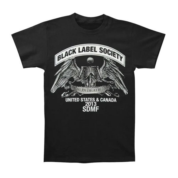 Black T-shirt with Metal Skully Wings design for Black Label Society fans