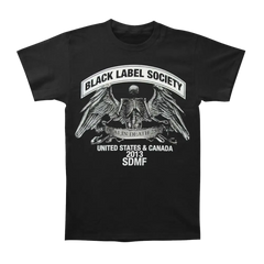 Black T-shirt with Metal Skully Wings design for Black Label Society fans