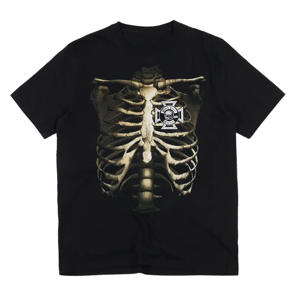 Black T-Shirt with Rib Cage and Firefighter Emblem from Black Label Society Collection