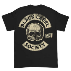 Black Label Society Shot To Hell SDMF Tee featuring a skull design on a black t-shirt