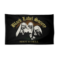 Black Shot To Hell Wall Flag with rock band logo and nuns imagery featuring skulls
