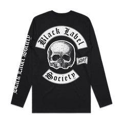 Black Longsleeve Tee featuring a skull design and text from Death Colors Longsleeve collection